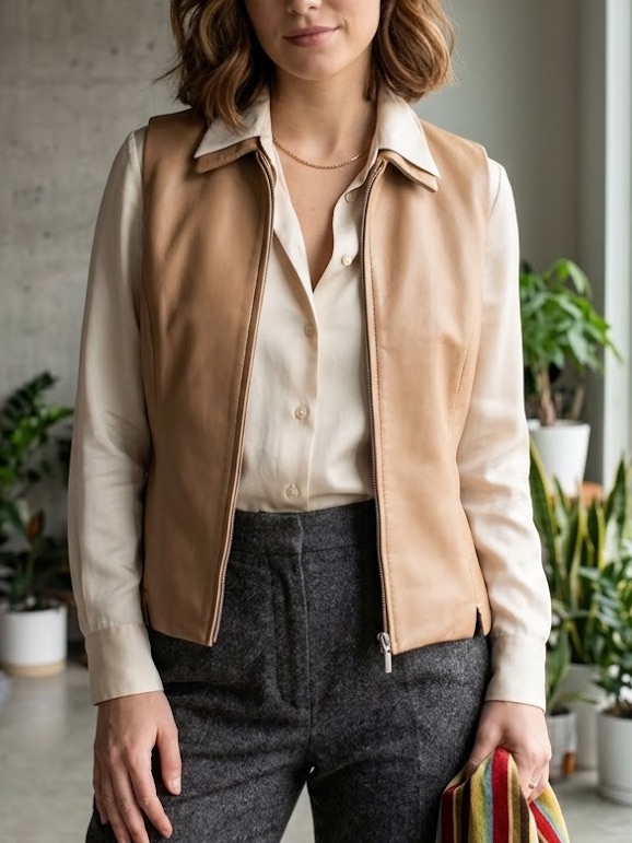Vintage Leather Vest Tan